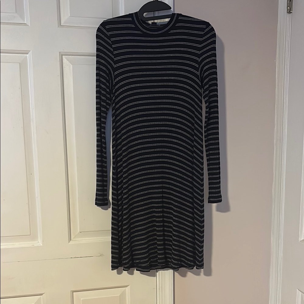 Striped navy blue and White Long Sleeve Dress